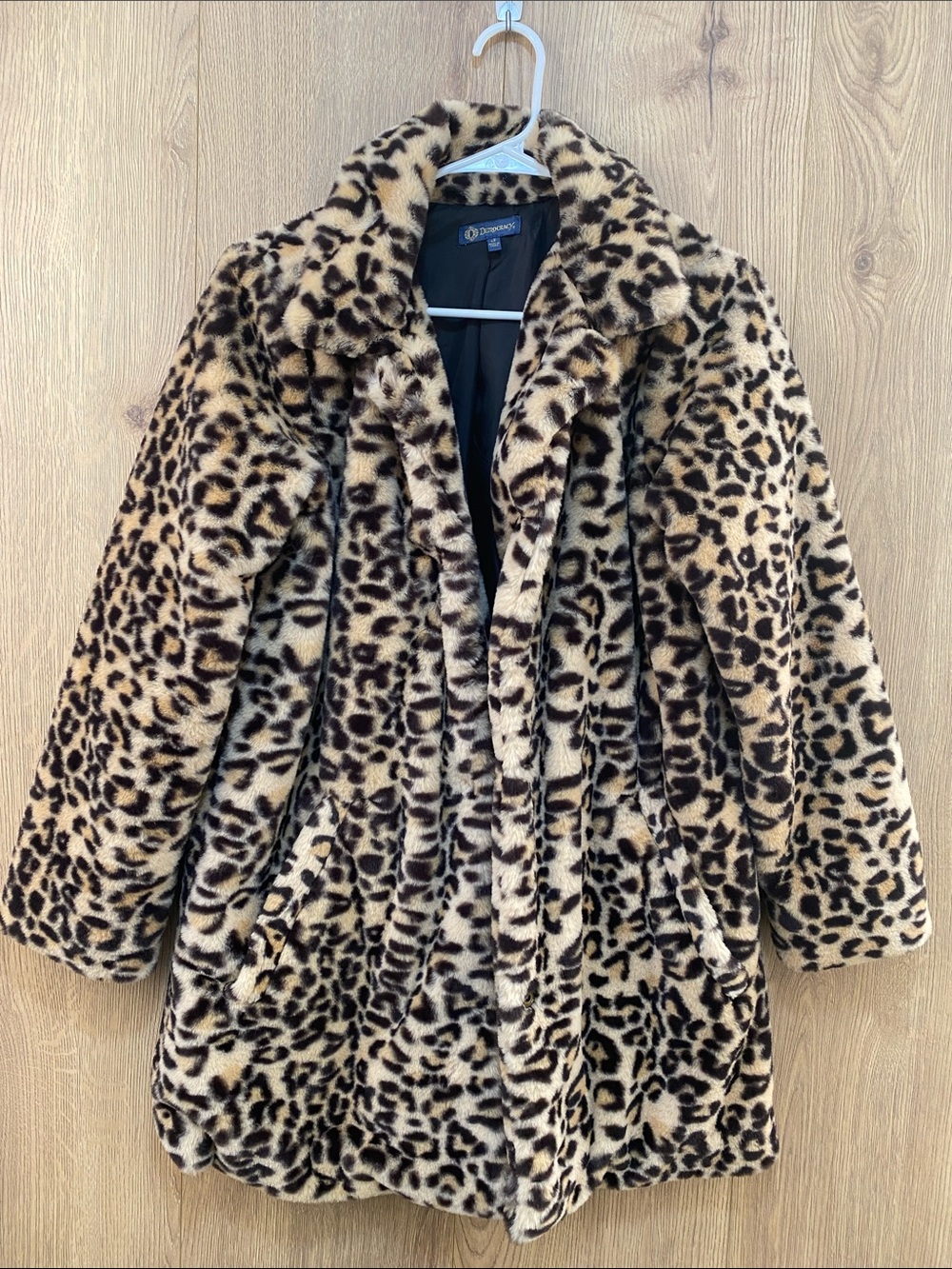 Democracy Leopard Print Teddy Coat in Tan and Black
